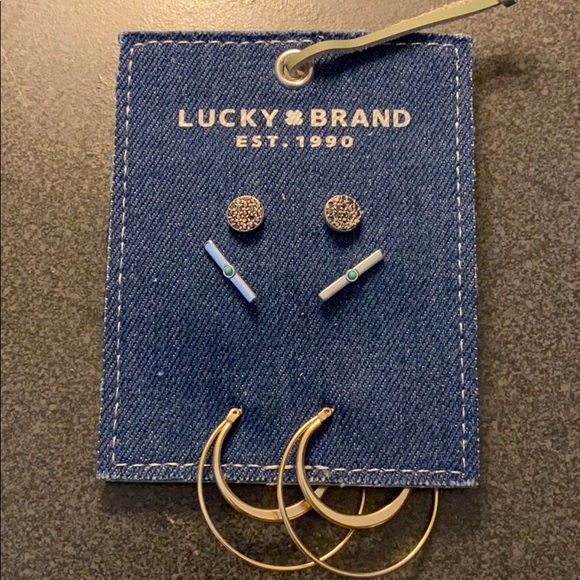 NEW 3 pairs of stud & hoop earrings bling/stones - Picture 2 of 7